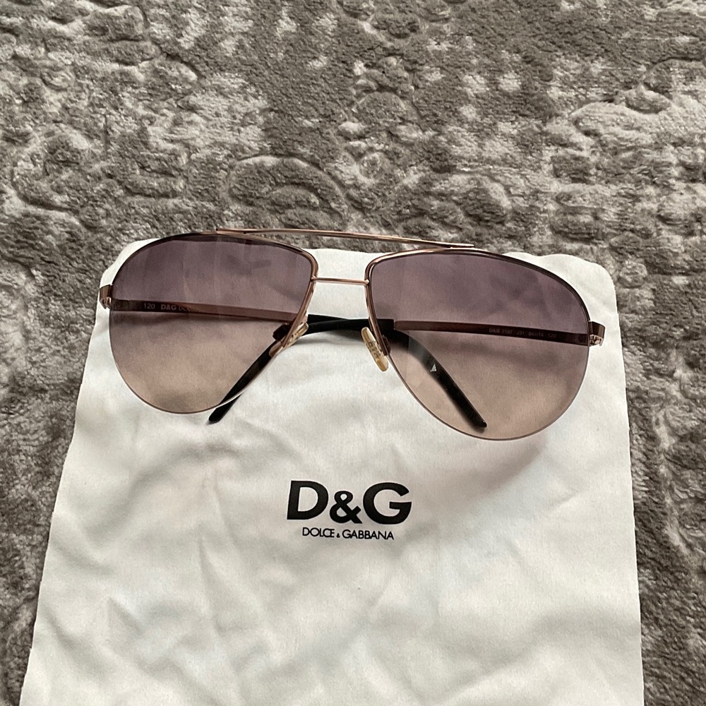 Dolce & Gabbana Rose Gold Aviator Sunglasses